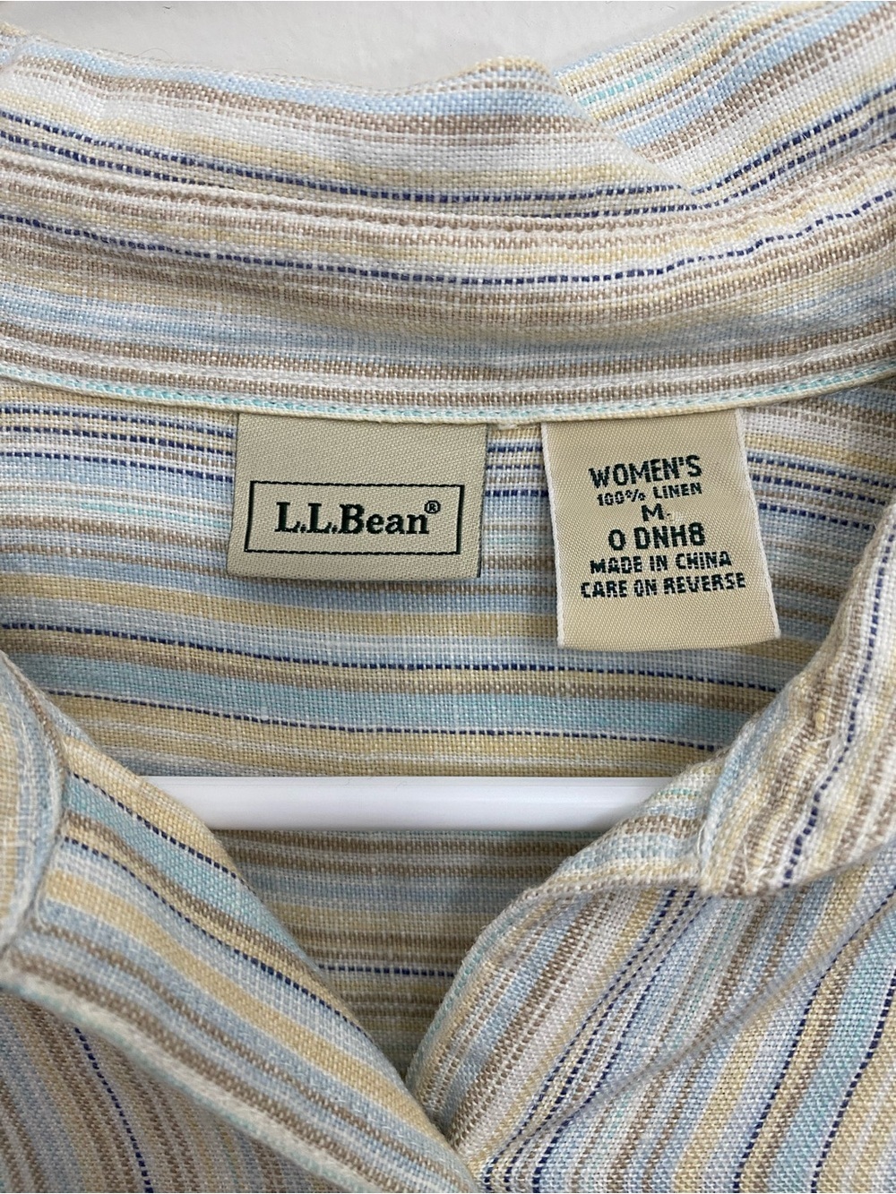 L.L. Bean Linen Striped Button-Up Shirt Long Sleeve Medium - Picture 2 of 12